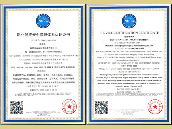 友昆标识-职业健康安全管理体系认证证书